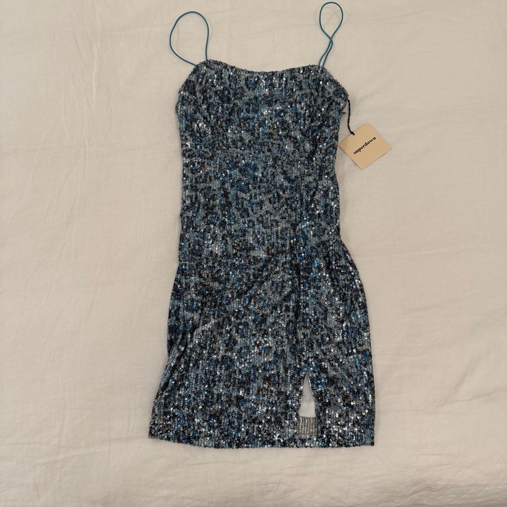 Superdown Blue Sequins Bodycon Mini Dress